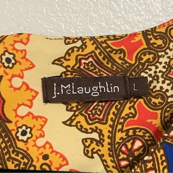 J. McLaughlin Dress Women’s Size Large Mandala design Sophia Dress 3/4 Sleeve - Picture 9 of 14